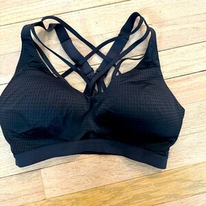 NEVER WORN Black Strappy Back Sports Bra with Mesh Detail